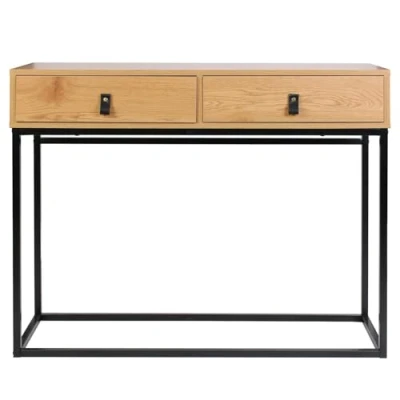 Abbildung von HOME DECO FACTORY HD6623 Abbott Schreibtisch, Holz und Metall, Konsole, Möbel, für Eingangsbereich, Natur, Schwarz, 100 x 35 80,5 cm