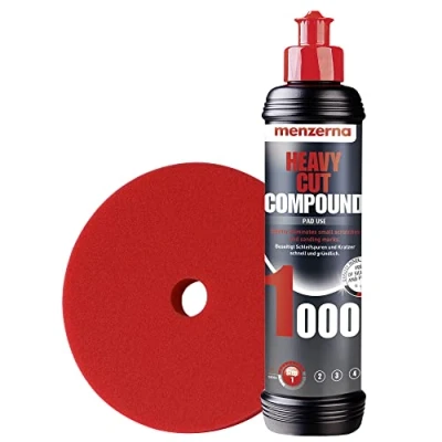 Abbildung von detailmate Menzerna Autopolitur Set: 1000er Körnung, 250 ml mit passendem Polier Pad: + Heavy Cut Foam 150 mm / 6.0&quot;