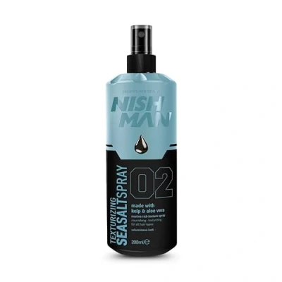 Abbildung von Nishman Meersalzspray 200ML für Textur und Volumen, Natürlichen Strandhaareffekt Mattes Finish Flexibler Halt Ideal jeden Haartyp (200ML, 02 Seetang &amp; Aloe Vera)