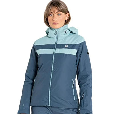 Abbildung von Dare 2b Rapport Jacket Damen Skijacke, wasserdichtes und atmungsaktives Recyclingmaterial, Schneefang, getapte Nähte, 2 untere Reißverschlusstaschen, verstellbare technische Kapuze