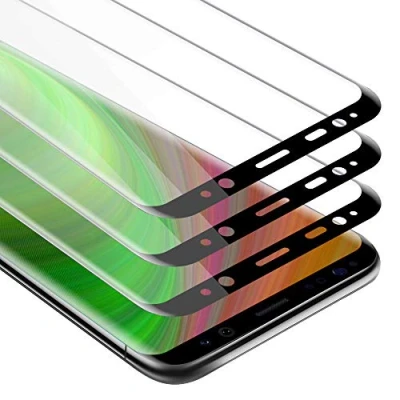 Abbildung von Cadorabo 3x Vollbild Panzer Folie kompatibel mit Samsung Galaxy S9 Schutzfolie in TRANSPARENT SCHWARZ 3er Pack Gehärtetes (Tempered) Display Schutzglas 9H Härte 3D Touch