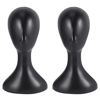 Abbildung von 2X Lady Hoch Kunststoff Kopf Perueckenkopf Weiblich Modellkopf Schwarz