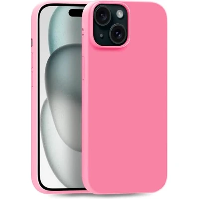 Abbildung von MyGadget Hülle kompatibel mit iPhone 15 Plus robuste Silikon Schutzhülle TPU Case Slim Silikonhülle Back Cover Ultra Kratzfest Handyhülle matt Rosa