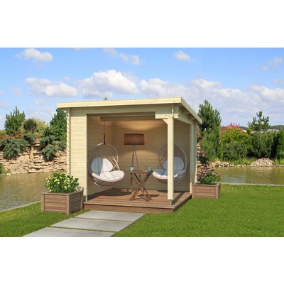 Abbildung von LASITA MAJA Gartenhaus &quot;Unterstand/Lounge Buffalo 275&quot;, Unterstand / Lounge 28mm, Fundamentmass 2750x2750, Naturbelassen