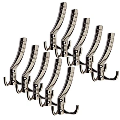 Abbildung von SO TECH® Garderobenhaken Kleiderhaken JASMIN BA 32 mm, Zinkdruckguss, Bohrlochabstand mm (10 St), groß (H x B T: 143 76 67 mm), Chrom dunkel