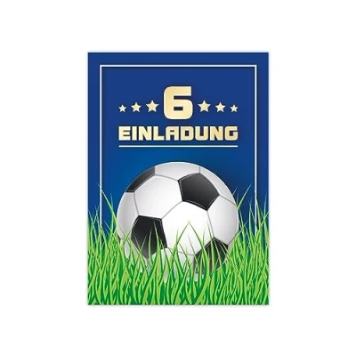 Abbildung von LIMONIA Einladungskarten Fußball zum 6. Kindergeburtstag Jungen Einladungen Karten Fussball, sechsten Geburtstag mit Motiv