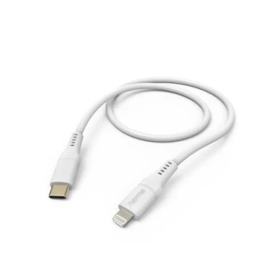Abbildung von Hama Ladekabel „Flexible“ USB C auf Lightning, Silikon, 1,5m (iPhone Ladekabel, Lightning Kabel, iPhone 14 13 12 11 Pro Max Plus mini SE XS XR X 8 7, iPad Air mini, MFI zertifiziert) weiß