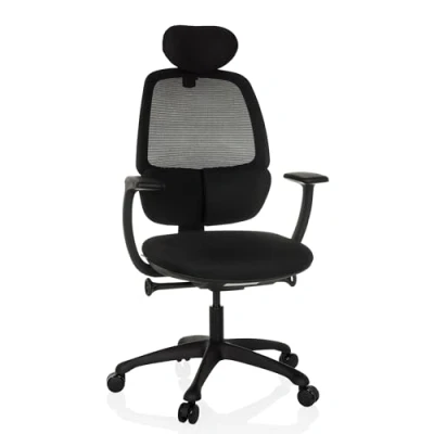Abbildung von hjh OFFICE Ergonomischer Bürostuhl RI Cover Drehstuhl mit Verstellbarer Lordosenstütze, atmungsaktive Rückenlehen, Schwarz