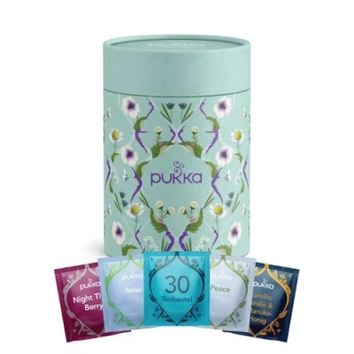 Abbildung von Pukka Tee Geschenkset, Bio Dose &quot;Seelenzauber&quot;, Manuka Honig, Kamille, Set, Geschenkidee, 5 Varianten, 30 Teebeutel