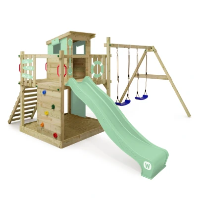 Abbildung von Spielturm Smart Camp mit Schaukel &amp; pastellgrüner Rutsche