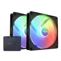 Abbildung von NZXT F140 RGB Core Doppelpackung 2 x 140 mm nabenmontierte Lüfter mit Steuerung 8 einzeln ansteuerbare LEDs Halbtransparente Lüfterblätter PWM CAM Software Schwarz
