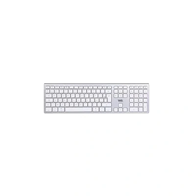 Abbildung von WE MacOS Kabellose Bluetooth Tastatur, doppelte Verbindung, Bluetooth, integrierter wiederaufladbarer Akku, Alu Optik, Silberweiß