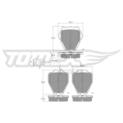 Abbildung von TOMEX brakes TX 13 15 Bremsbelagsatz Vorderachse inkl. Verschleißwarnkontakt AUDI: A8 D2