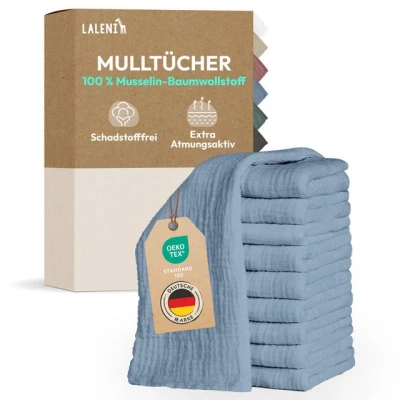 Abbildung von Laleni Spucktuch Spucktücher Baby aus Reiner Baumwolle, (10 tlg), OEKO TEX Zertifizierte Mulltücher