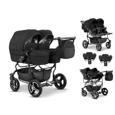 Abbildung von BabyMerc Zwillingswagen Twin Star 4 in 1 inkl. Sportsitze, Autositze und Zubehör 16 Farben