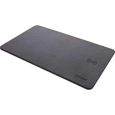 Abbildung von InLine® Maus Pad, Wireless Charging (Qi), Kunstleder, 370x225x7mm, schwarz