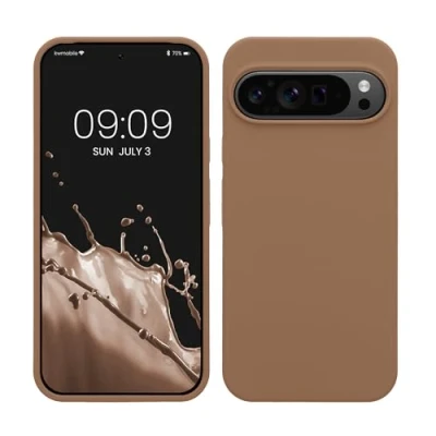 Abbildung von kwmobile Hülle kompatibel mit Google Pixel 9 Pro XL Silikon Handy Case Handyhülle weiche Oberfläche kabelloses Laden Cappuccino