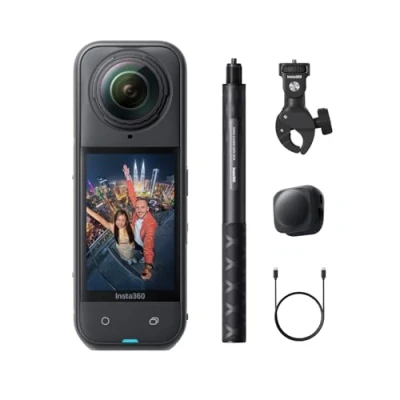 Abbildung von Insta360 X5 Motorrad Bundle wasserdichte 8K 360 Action Cam, robuste austauschbare Linsen, 3 h Akku, klarer Sound, Stabilisierung, Unsichtbarer Selfie Stick Effekt, führend bei wenig Licht