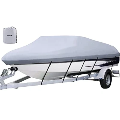 Abbildung von VEVOR Bootsabdeckung Persenning Boot Bootspersenning, Bootsplane Wasserdicht V Rumpf Boat Cover Bootsabdeckplane Mit Aufbewahrungstasche Abdeckplanen für Yacht (17 19 Zoll)
