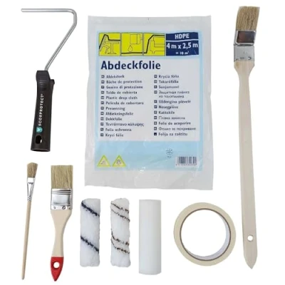 Abbildung von Scorprotect® Farbroller Profi Renovier Set 9 teilig für Malerarbeiten mit Farbroller, Walzen