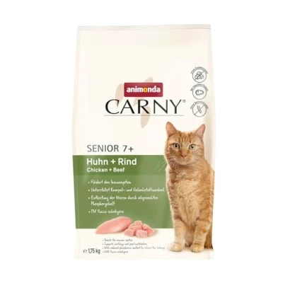 Abbildung von animonda Carny Katzen Trockenfutter Huhn + Rind (1 x 1,75kg), für Senior ohne Zucker und Getreide, mit viel frischem Fleisch