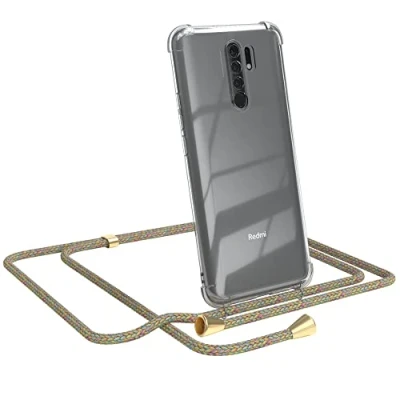 Abbildung von EAZY CASE Handykette kompatibel mit Xiaomi Redmi 9 / Prime Handyhülle Umhängeband, Handykordel Schutzhülle, Silikonhülle, Hülle Band, Stylische Kette, Rainbow