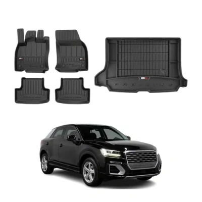 Abbildung von OMAC Fußmatten &amp; Kofferraumwanne Set kompatibel mit Audi Q2 2016 2020 Gummi TPE Schwarz 5X