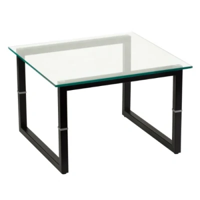 Abbildung von Flash Furniture Beistelltisch aus Glas, Metallglas, durchsichtig/schwarz, 1 Stück