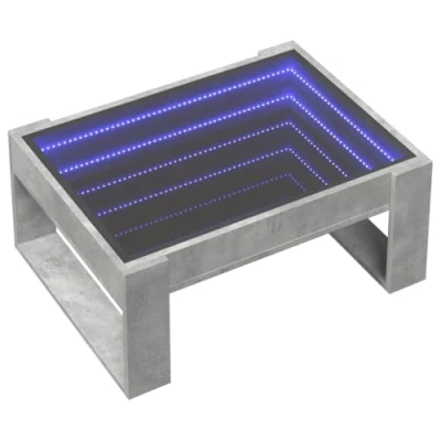 Abbildung von vidaXL Couchtisch, Beistelltisch mit Infinity LED, Sofatisch Kaffeetisch für Wohnzimmer, Teetisch Wohnzimmertisch, Betongrau Holzwerkstoff Glas