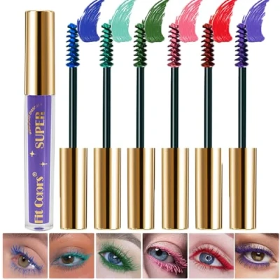 Abbildung von Sitovely 6 Colors Colored Mascara for Eyelashes, Colorful Curling Mascara, Farbige Wimperntusche für Wimpern, Bunte mit Curling, Lengthening Charming Voluminous Cruelty Eye Makeup