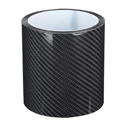 Abbildung von Qiilu 10cm*3m Carbonfaser Streifen Anti Scratch Schutzfolie Trockene Detaillierung Wickelband Autotür Kantenschutzaufkleber Schwarze
