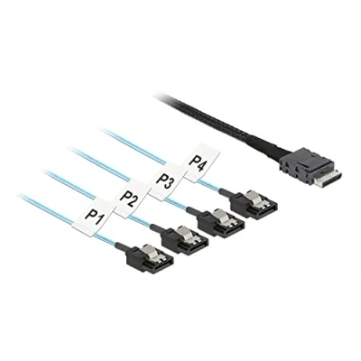Abbildung von Delock Kabel OCuLink SFF 8611 &gt; 4 x SATA 7 Pin 0,5 m Metall