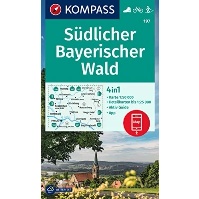 Abbildung von KOMPASS Wanderkarte 197 Südlicher Bayerischer Wald 1:50.000: 4in1 Wanderkarte, mit Aktiv Guide und Ortsplänen inklusive Karte zur offline Verwendung in der App. Fahrradfahren. Skitouren.