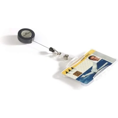 Abbildung von Durable Namensschild mit Ausweiskartenhalter für Betriebs /Sicherheitsausweis, transparent, Packung à 10 Stück, 801119