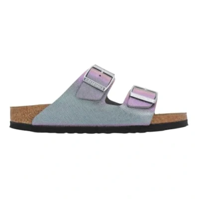 Abbildung von Birkenstock Arizona Saffiano Iridescent Pantolette flach, Damen, Größe: 37, Viola Schuhe