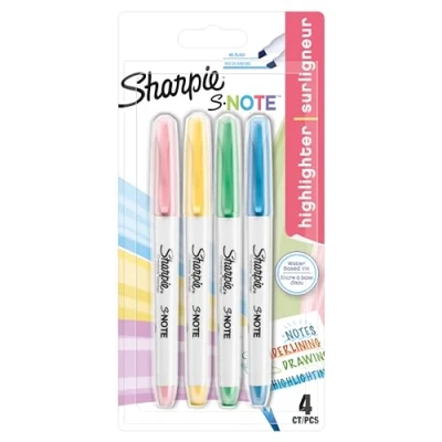 Abbildung von SHARPIE S Note Textmarker &amp; Kreative Markerstifte Schreiben, Malen, Markieren Mehr gemischte Pastellfarben 2 in 1 Keilspitze (Breit Fein) 4 Stück Highlighter