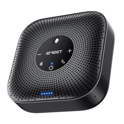 Abbildung von EMEET Konferenzlautsprecher M0 Plus,4 AI Mikrofon Arrays für 360 Raumabdeckung,PC Freisprecheinrichtung 8 16 Personen,Rauschunterdrückung,Plug &amp; Play, Skype, VoIP Kommunikation PC usw.