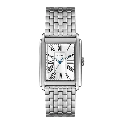 Abbildung von Fossil Carraway uhr für Herren, Quarzwerk mit Leder oder Edelstahlarmband, Silberfarben, 30MM