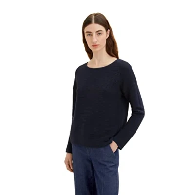 Abbildung von TOM TAILOR Damen 1036918 Sweater mit Struktur, 10668 Sky Captain Blue, XL
