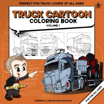 Abbildung von truck cartoon coloring Book volume 1 35 unique pages for all Ages Stress Relief and Relaxation: Perfect gift drivers