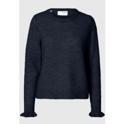 Abbildung von Selected Femme Slflulu O NECK NOOS Strickpullover, Damen, Größe: 34, Dark sapphire