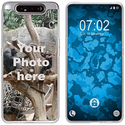 Abbildung von PhoneNatic personalisierte Handyhülle für Galaxy A80 in Clear Custom Case zum selbst gestalten mit eigenem Foto Bild Text individuell (Galaxy A80, Clear)