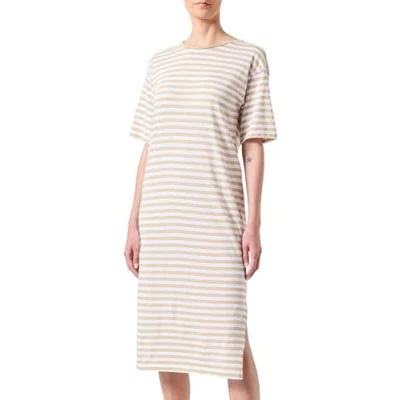 Abbildung von NOISY MAY Damen NMMAYDEN 2/4 Dress NOOS Jerseykleid, Safari/Stripes:Bright White, S