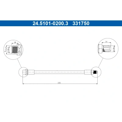 Abbildung von ATE 24.5101 0200.3 Bremsschläuche 235mm M10x1mm AUDI: A4 B5 Limousine, Avant