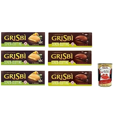 Abbildung von Testpaket Vicenzi Grisbì gluten frei kekse Mürbeteiggebäck, gefüllt mit weicher Zitrone und Schokolade creme 7x 150 g + italian Gourmet polpa 400g