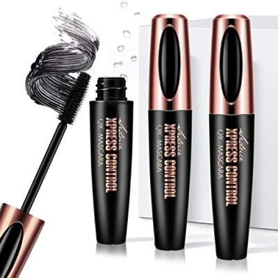 Abbildung von 3 Pack 4D Silk Fiber Wimpern Wimperntusche, Wimperntusche Mascara Wasserfest Schwarz Natürliche Lange Falsche Tusche FüR langlebige Augen Make up