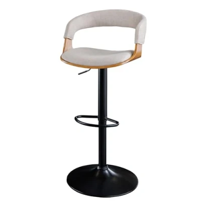 Abbildung von riess ambiente Barhocker MANHATTAN beige / natur schwarzHATTAN schwarz (Einzelartikel, 1 St), Strukturstoff · Metall höhenverstellbar 360 drehbar mit Lehne
