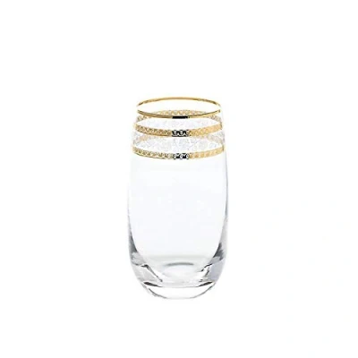 Abbildung von CRISTALICA Longdrinkglas Charisma Golden Flower Becher Cocktails Wasser Saft 450ml Panto