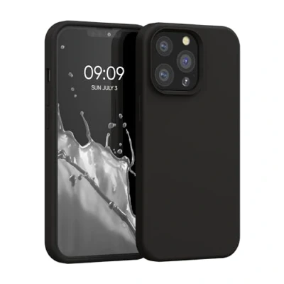 Abbildung von kwmobile Hülle kompatibel mit Apple iPhone 13 Pro Silikon Handy Case Handyhülle weiche Oberfläche kabelloses Laden Schwarz matt