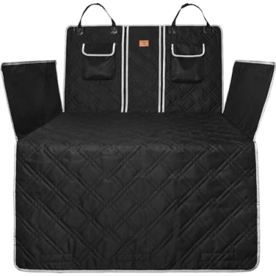 Abbildung von AMZPET Hundedecke Auto Kofferraum Kofferraumschutz Hund Kombi Kratzfeste Schutzmatte mit Aufbewahrungstaschen Wasserdichter Gesteppte (59x127x100 cm)